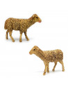 Tradineur - Pack de 2 corderos de durexina para Belén, figuras decorativas de animales para nacimiento, adorno artesano, pesebre