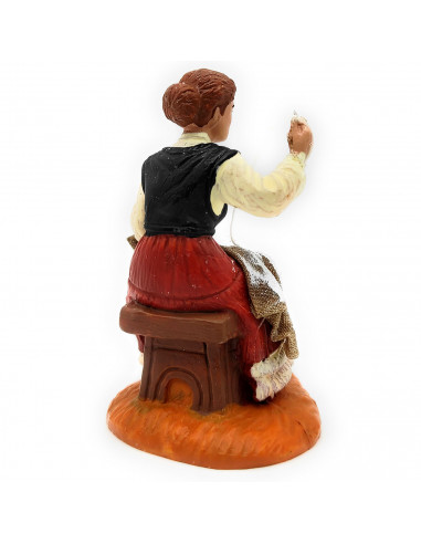 Tradineur - Figura de costurera para Belén, durexina, figura decorativa de oficio para nacimiento, adorno artesano, pesebre, Nav