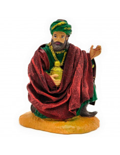 Tradineur - Figura de Rey Mago para Belén, Gaspar, figura decorativa de durexina para nacimiento, adorno artesano, pesebre, Navi