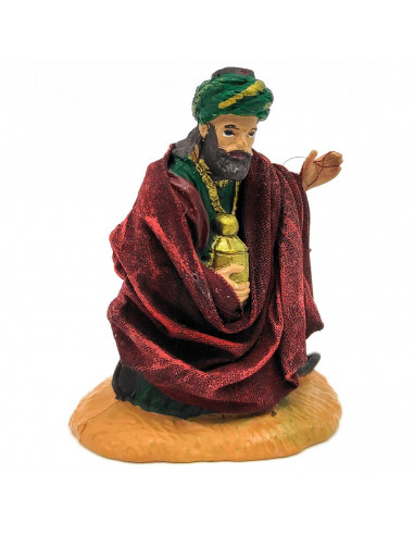 Tradineur - Figura de Rey Mago para Belén, Gaspar, figura decorativa de durexina para nacimiento, adorno artesano, pesebre, Navi