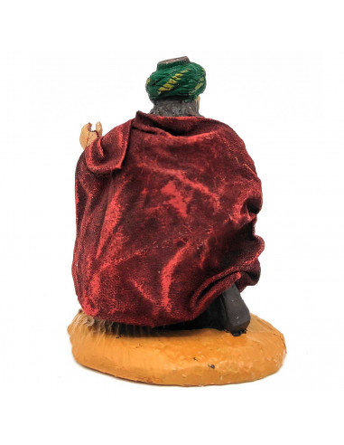 Tradineur - Figura de Rey Mago para Belén, Gaspar, figura decorativa de durexina para nacimiento, adorno artesano, pesebre, Navi