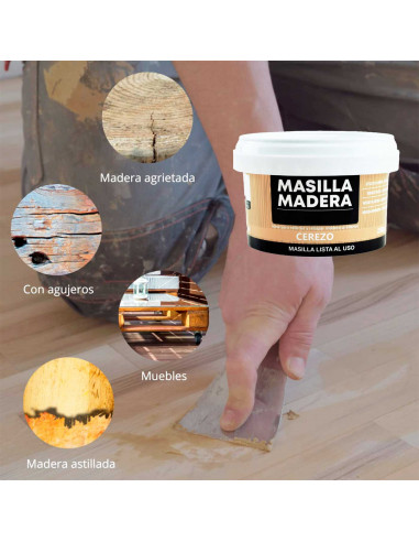 Tradineur - Masilla para relleno de madera, pasta tapagrietas, lista para usar, reparación de fisuras, agujeros en muebles, uso