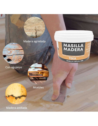 Tradineur - Masilla de relleno, pasta tapagrietas para madera, lista para usar, reparación de fisuras, agujeros en muebles, uso
