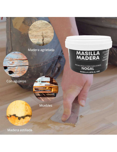 Tradineur - Masilla de relleno, pasta para madera, tapagrietas, lista para usar, reparación de fisuras, agujeros en muebles, uso
