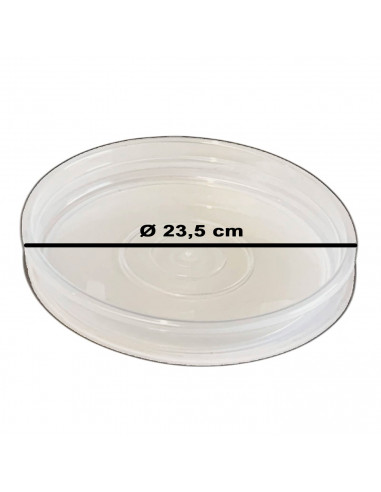 Tradineur - Plato de plástico transparente para maceta, bandeja, platillo redondo para tiesto de interior, exterior, jardín, ter