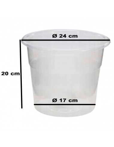 Tradineur - Maceta redonda de plástico transparente, tiesto, macetero, recipiente para plantas, flores, balcón, terraza, hogar,