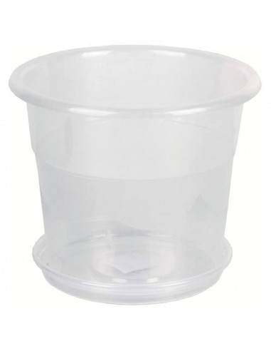 Tradineur - Plato transparente de plástico para maceta, bandeja, platillo redondo para tiesto de interior, exterior, jardín, ter