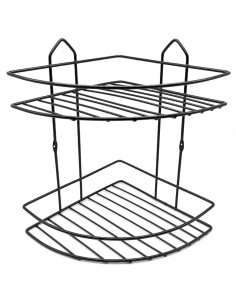 Tradineur - Estantería de baño metálica para esquina, 2 niveles, rinconera de ducha para colgar pared, esquinera, organizador de