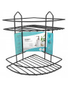 Tradineur - Estantería de baño metálica para esquina, 2 niveles, rinconera de ducha para colgar pared, esquinera, organizador de