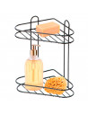 Tradineur - Estantería de baño de metal para esquina, 2 niveles, rinconera de ducha para colgar pared, esquinera, organizador de