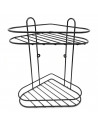 Tradineur - Estantería de baño de metal para esquina, 2 niveles, rinconera de ducha para colgar pared, esquinera, organizador de