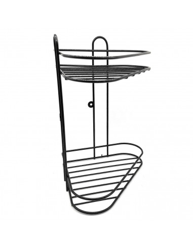 Tradineur - Estantería de baño de metal para esquina, 2 niveles, rinconera de ducha para colgar pared, esquinera, organizador de
