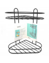 Tradineur - Estantería de baño de metal para esquina, 2 niveles, rinconera de ducha para colgar pared, esquinera, organizador de