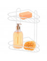 Tradineur - Estantería de baño para esquina, metal, 2 niveles, rinconera de ducha para colgar pared, esquinera, organizador de p
