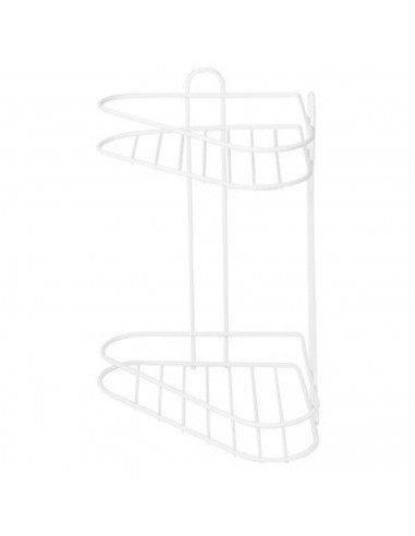 Tradineur - Estantería de baño para esquina, metal, 2 niveles, rinconera de ducha para colgar pared, esquinera, organizador de p