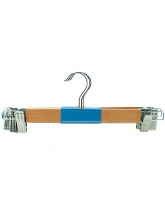 Tradineur - Pack de 3 perchas de madera con pinzas metálicas para pantalones, perchas para ropa, faldas, ahorro de espacio, anti