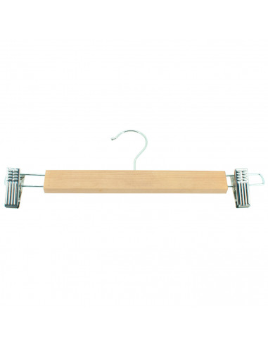 Tradineur - Pack de 3 perchas de madera con pinzas metálicas para pantalones, perchas para ropa, faldas, ahorro de espacio, anti