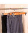 Tradineur - Pack de 3 perchas de madera con pinzas metálicas para pantalones, perchas para ropa, faldas, ahorro de espacio, anti