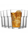 Tradineur - Set de 6 vasos altos de cristal "Aras", clásicos, base gruesa, resistentes, aptos para lavavajillas, refrescos, agua