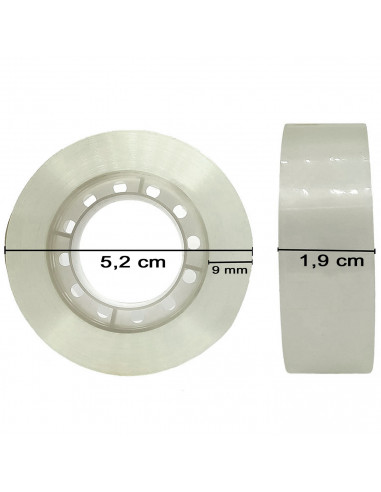 Tradineur - Pack de 2 rollos de celo, cinta adhesiva transparente, reparación, sellado, uso general en oficina, colegio, hogar,