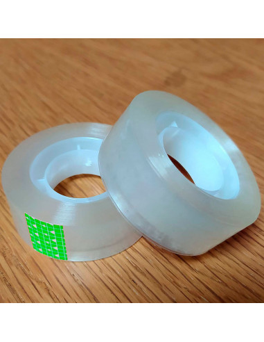 Tradineur - Pack de 2 rollos de celo, cinta adhesiva transparente, reparación, sellado, uso general en oficina, colegio, hogar,