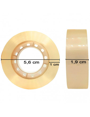 Tradineur - Rollo de celo, cinta adhesiva amarilla transparente, reparación, sellado, uso general en oficina, colegio, hogar, 33