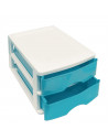 Tradineur - Cajonera de sobremesa 2 cajones de color surtido de 17,5 x 26 x 35 cm, Cajonera plástico 2 cajones para mesa multius