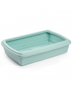 Tradineur - Arenero para gatos con pala, bandeja higiénica con borde alto extraíble, gatera, caja de arena higiénica, 47 x 31 x