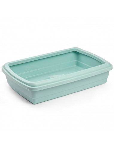 Tradineur - Arenero para gatos con pala, bandeja higiénica con borde alto extraíble, gatera, caja de arena higiénica, 47 x 31 x