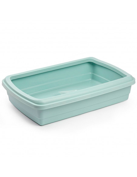Tradineur - Arenero para gatos con pala, bandeja higiénica con borde alto extraíble, gatera, caja de arena higiénica, 47 x 31 x