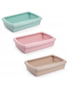 Tradineur - Arenero para gatos con pala, bandeja higiénica con borde alto extraíble, gatera, caja de arena higiénica, 47 x 31 x