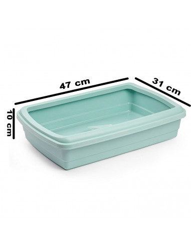 Tradineur - Arenero para gatos con pala, bandeja higiénica con borde alto extraíble, gatera, caja de arena higiénica, 47 x 31 x