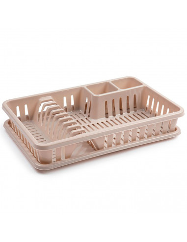 Tradineur - Escurreplatos rectangular de plástico "Venezia" con bandeja antigoteo, escurridor, soporte, organizador vajilla, coc
