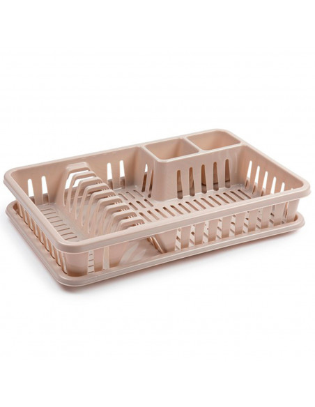 Tradineur - Escurreplatos rectangular de plástico "Venezia" con bandeja antigoteo, escurridor, soporte, organizador vajilla, coc