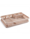 Tradineur - Escurreplatos rectangular de plástico "Venezia" con bandeja antigoteo, escurridor, soporte, organizador vajilla, coc
