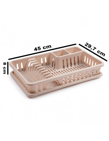 Tradineur - Escurreplatos rectangular de plástico "Venezia" con bandeja antigoteo, escurridor, soporte, organizador vajilla, coc