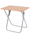 Tradineur - Mesa auxiliar plegable con estructura de madera y metal, altura fija, patas antideslizantes, portátil, jardín, terra