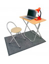 Tradineur - Mesa auxiliar plegable con estructura de madera y metal, altura fija, patas antideslizantes, portátil, jardín, terra