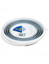 Tradineur - Cubo plegable con asa, polipropileno y caucho, ahorro de espacio, labores de limpieza, lavado, hogar (Blanco y gris