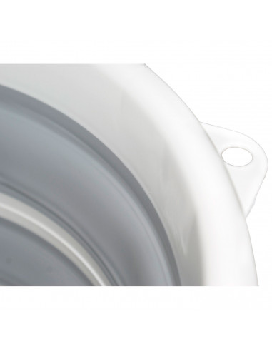 Tradineur - Cubo plegable con asa, polipropileno y caucho, ahorro de espacio, labores de limpieza, lavado, hogar (Blanco y gris