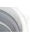 Tradineur - Cubo plegable con asa, polipropileno y caucho, ahorro de espacio, labores de limpieza, lavado, hogar (Blanco y gris