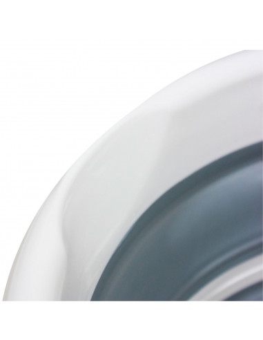 Tradineur - Cubo plegable con asa, polipropileno y caucho, ahorro de espacio, labores de limpieza, lavado, hogar (Blanco y gris