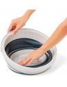 Tradineur - Cubo plegable con asa, polipropileno y caucho, ahorro de espacio, labores de limpieza, lavado, hogar (Blanco y gris