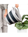 Tradineur - Cubo plegable con asa, polipropileno y caucho, ahorro de espacio, labores de limpieza, lavado, hogar (Blanco y gris