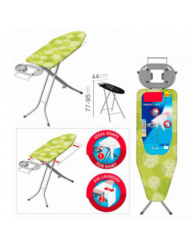 Tradineur - Tabla de planchar 2 en 1, 100% algodón, altura ajustable, soporte para plancha y patas metálicas antideslizantes, 12