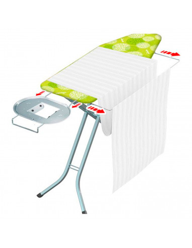 Tradineur - Tabla de planchar 2 en 1, 100% algodón, altura ajustable, soporte para plancha y patas metálicas antideslizantes, 12