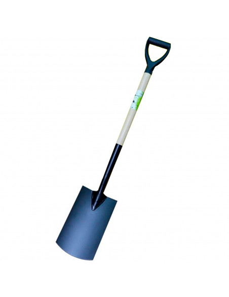 Tradineur - Pala llana de jardín, pala cuadrada con hoja de metal, mango de madera y asa de pvc, resistente, cavar, quitar nieve