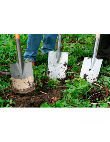 Tradineur - Pala llana de jardín, pala cuadrada con hoja de metal, mango de madera y asa de pvc, resistente, cavar, quitar nieve