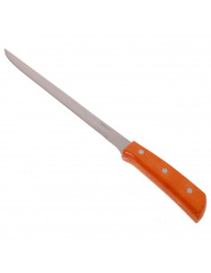 Tradineur - Cuchillo jamonero con mango de madera y hoja de acero inoxidable de 24,5 cm, cuchillo para cortado de jamón, corte p