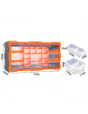 Tradineur - Caja organizadora de herramientas, multiclasificador con 22 cajones dobles transparentes, plástico, modulo, estante
